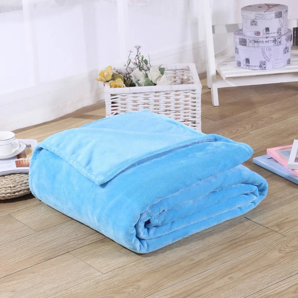 Soft Sofa Cover Bedspread Blue Black Coral Fleece Plush Blankets For Beds