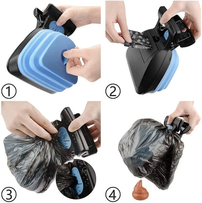 Dog Pet Shovel Travel Foldable Poop Collector with 1 Roll Decomposable Bags Poop Scoop Clean Pick Up Excreta Cleaner Pet Product