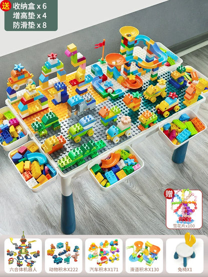 Multifunctional Education Baby Large Particle Building Block Table bab