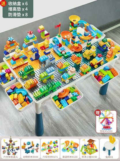 Multifunctional Education Baby Large Particle Building Block Table bab