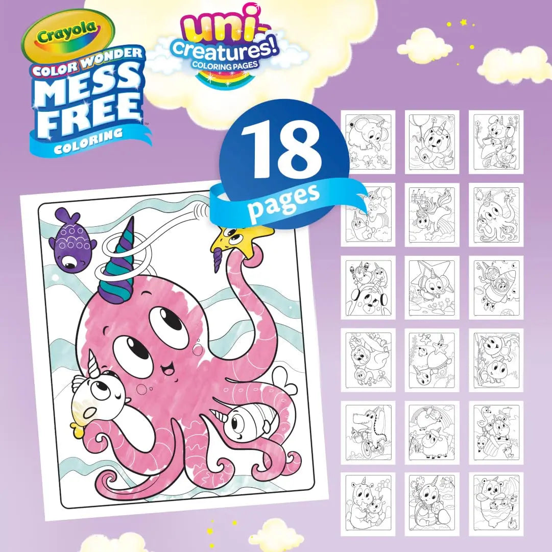 Crayola Color Wonder Unicreatures, Unicorn Mess Free Coloring Pages &amp; Markers, Gift for Kids