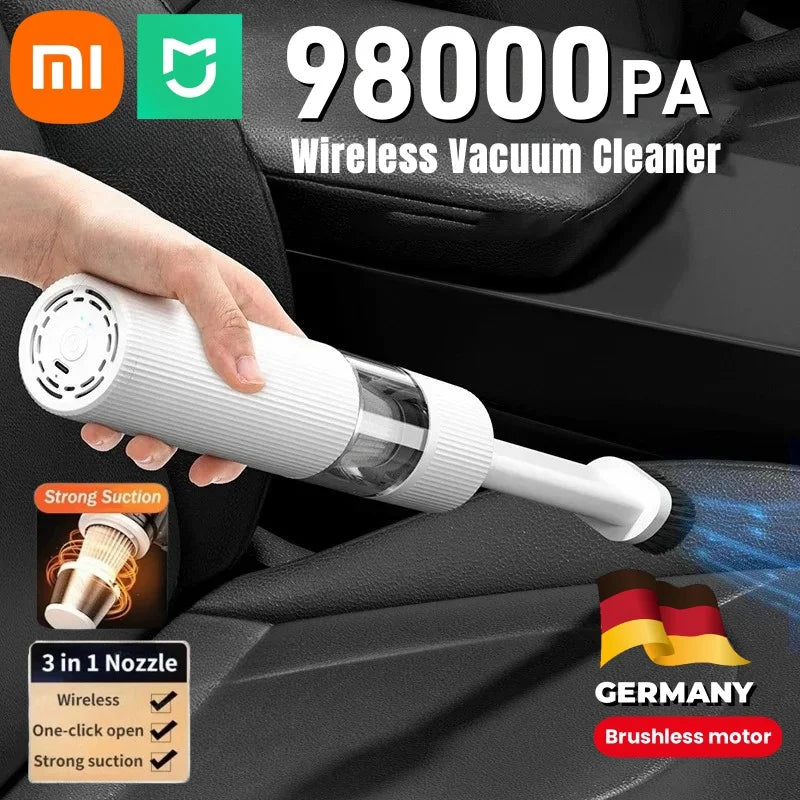 Xiaomi Portable Car Vacuum Cleaner 98000Pa Mini Handheld Wireless Cleaning Machine Robot for Home Auto Supplies Strong Suction