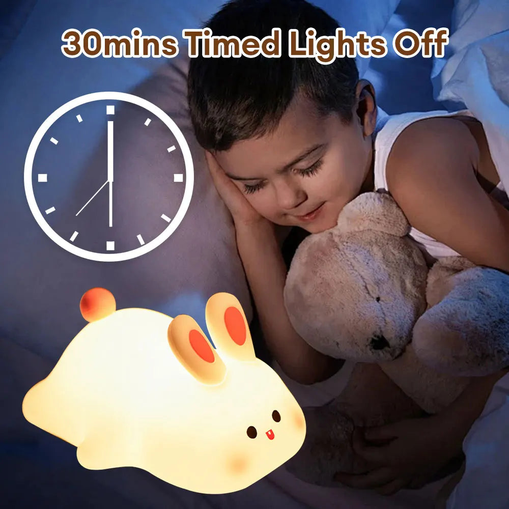 Cute Rabbit Silicone Night Lamp Touch Sensor Big Face Rabbit Pat Night