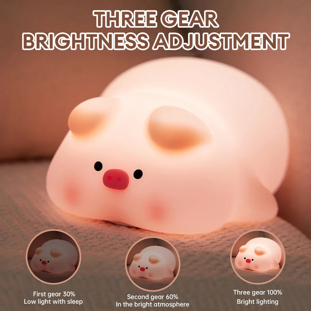 Cute Rabbit Silicone Night Lamp Touch Sensor Big Face Rabbit Pat Night