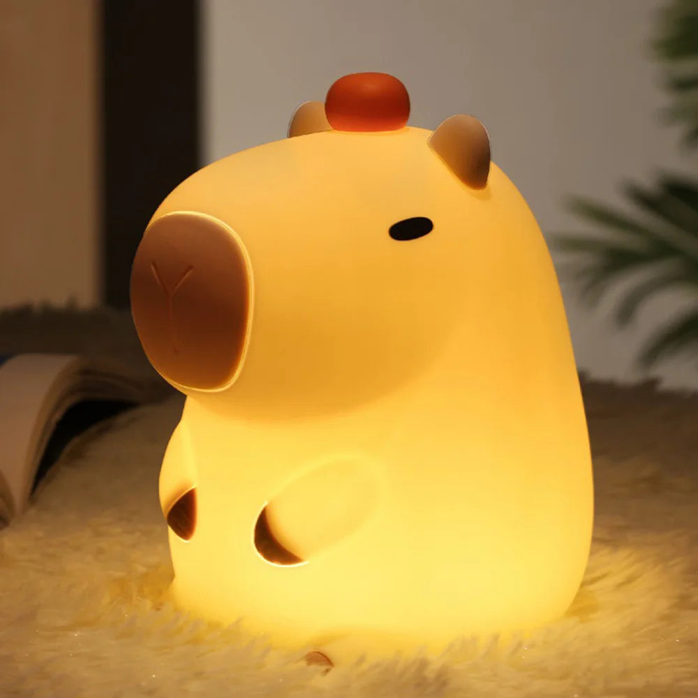 Cute Rabbit Silicone Night Lamp Touch Sensor Big Face Rabbit Pat Night