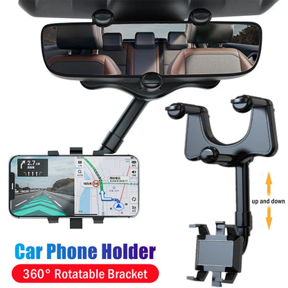 Telephone Car Holder 360 Degree Rotating Stand Rearview Mirror GPS Nav