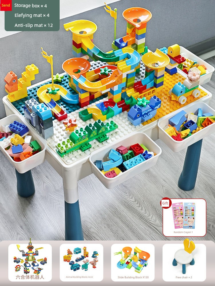 Multifunctional Education Baby Large Particle Building Block Table bab